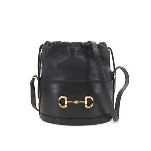 Gucci Horsebit 1995 Bucket Bag Shoulder Leather Black